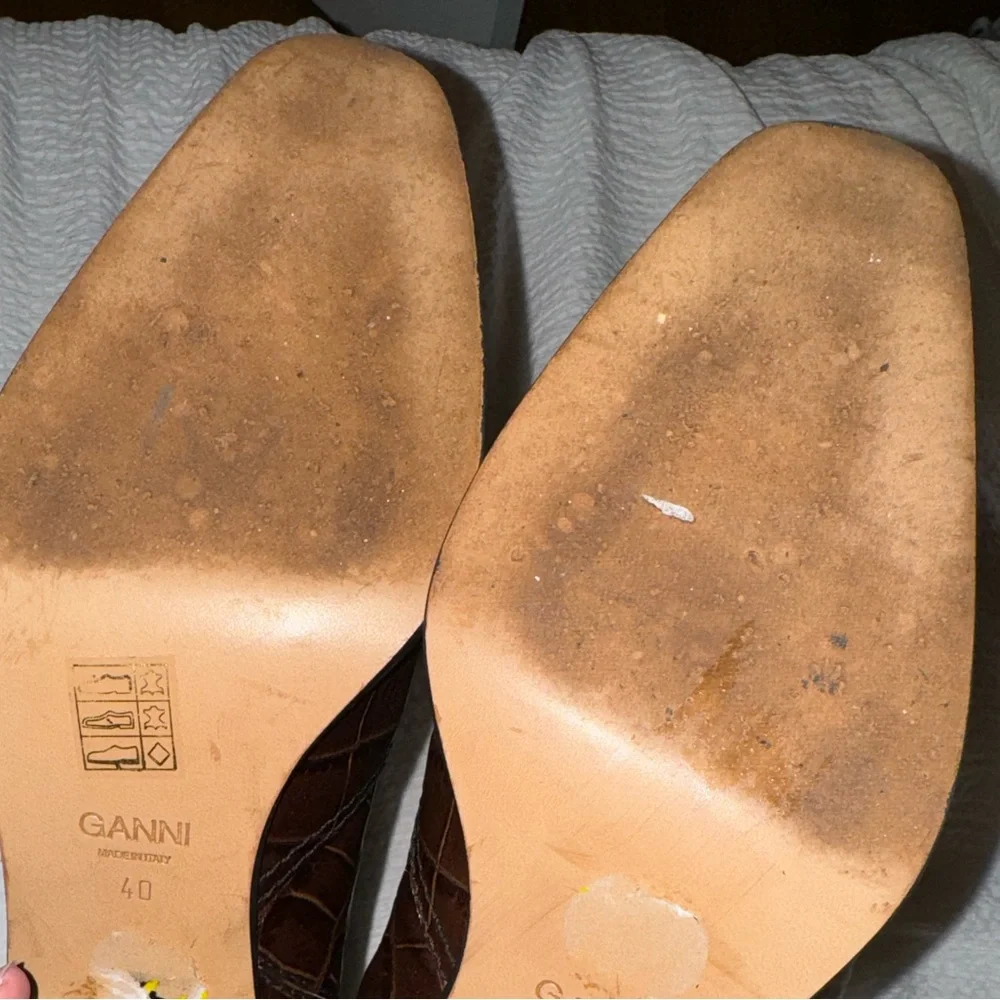 Ganni Croc-effect leather ankle boots - Picture 5 of 6